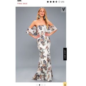White Floral Print Off-the-Shoulder Maxi Dress